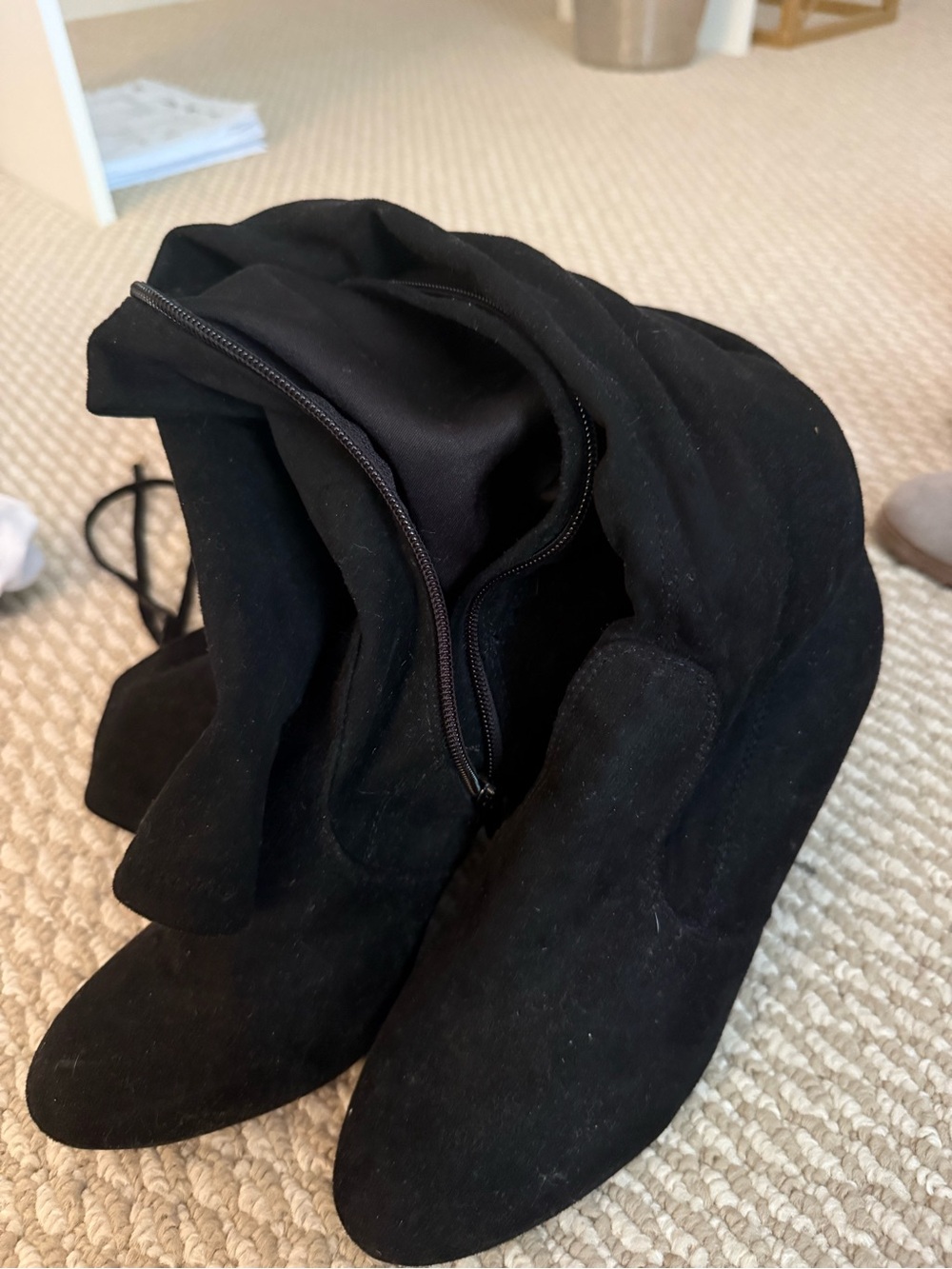 Candie's Black Suede Slouchy Heeled Boots